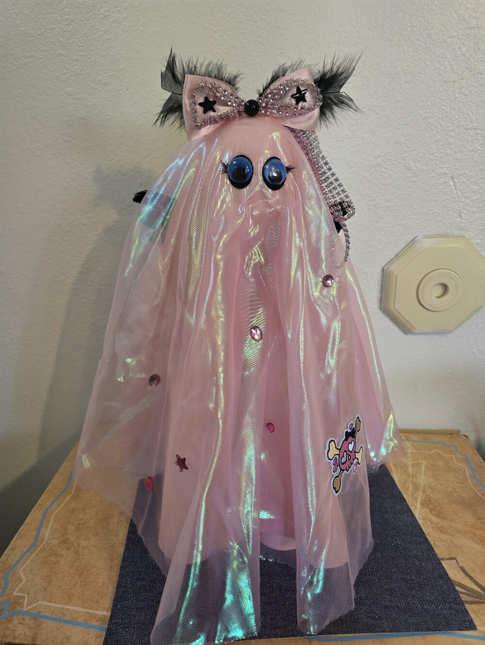 Custom Pink Iridescent Ghost With Angel Wings And Extendable Legs